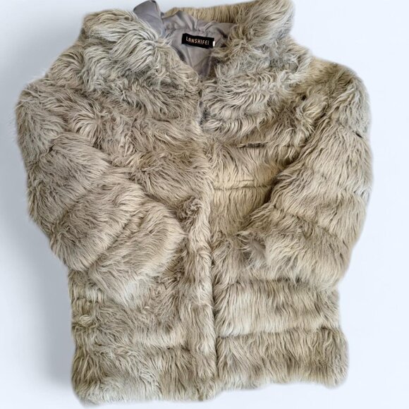 Lanshifei super soft & fluffy FAUX FUR teddy jacket ~ soft gray ~ w/ hood! - Picture 4 of 8